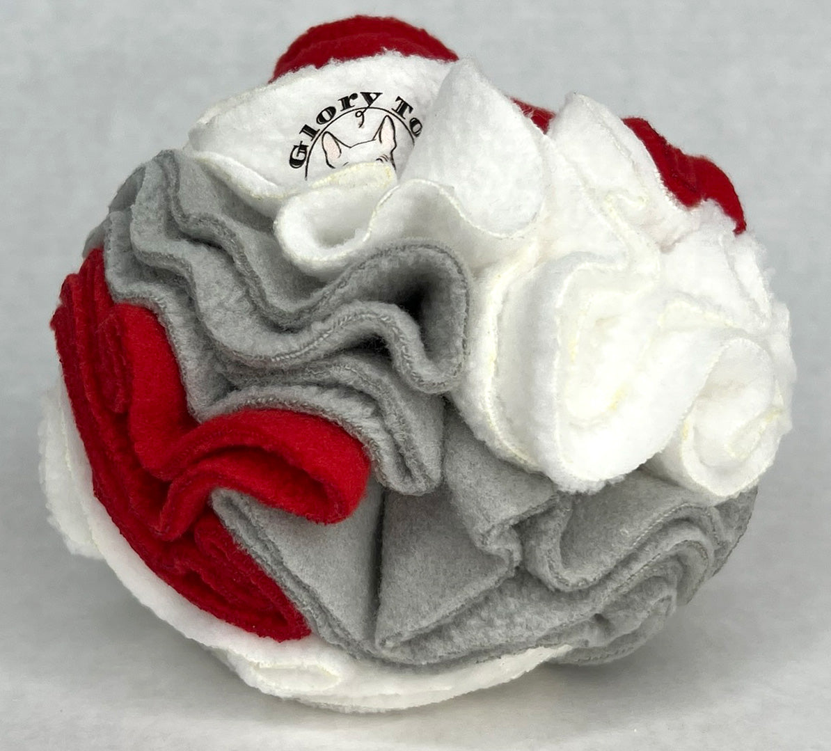 Glory To Dog Snuffle Ball Scarlet White and Gray