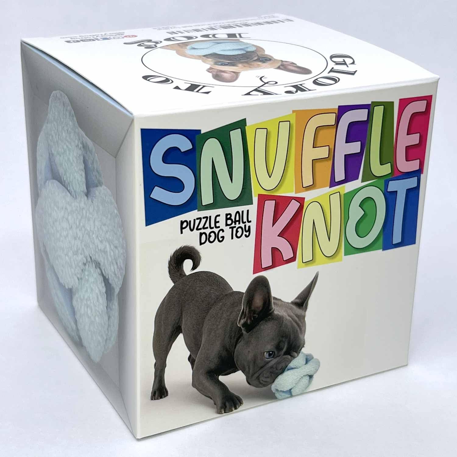 Blue Snuffle Knot gift box packaging